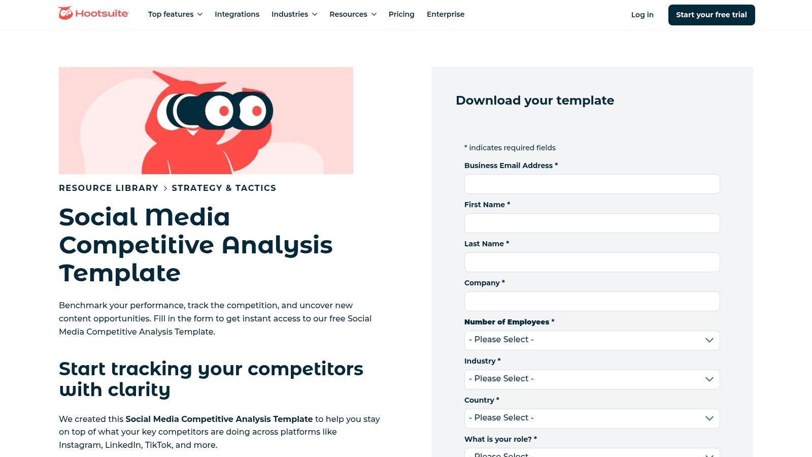 Hootsuite Social Media Competitive Analysis Template